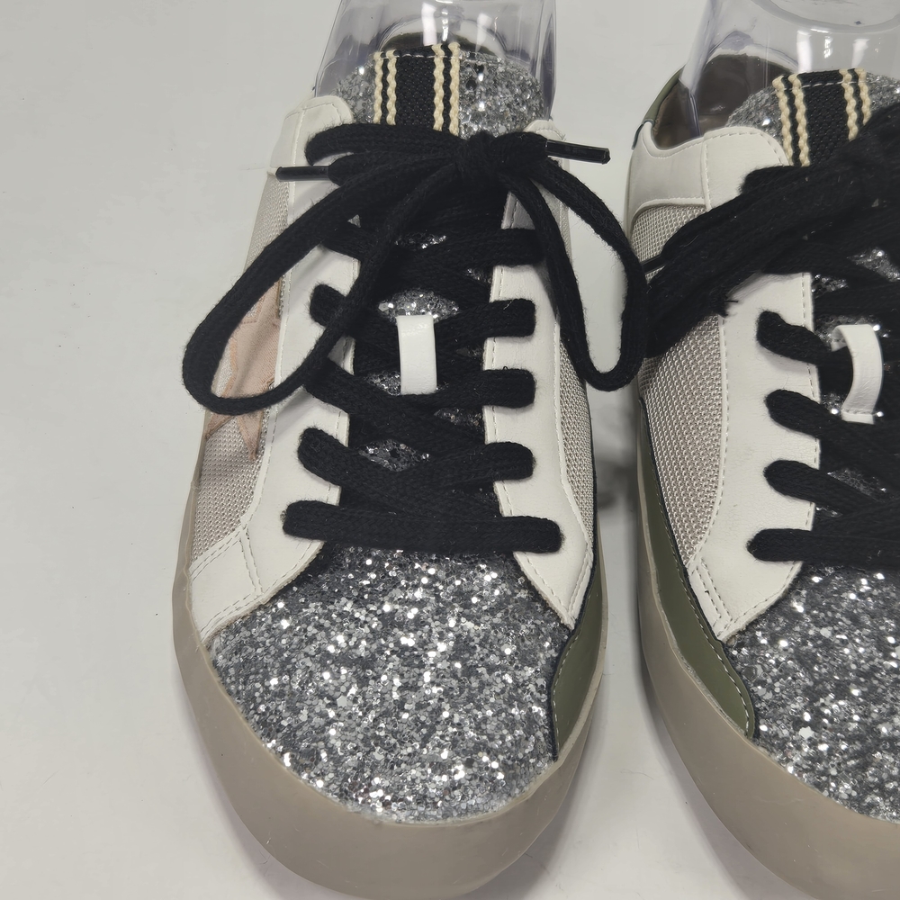 ShuShop Shu Shop Women's Polly Slide Sneakers in White and Silver Glitter Size 9 - Picture 7 of 14